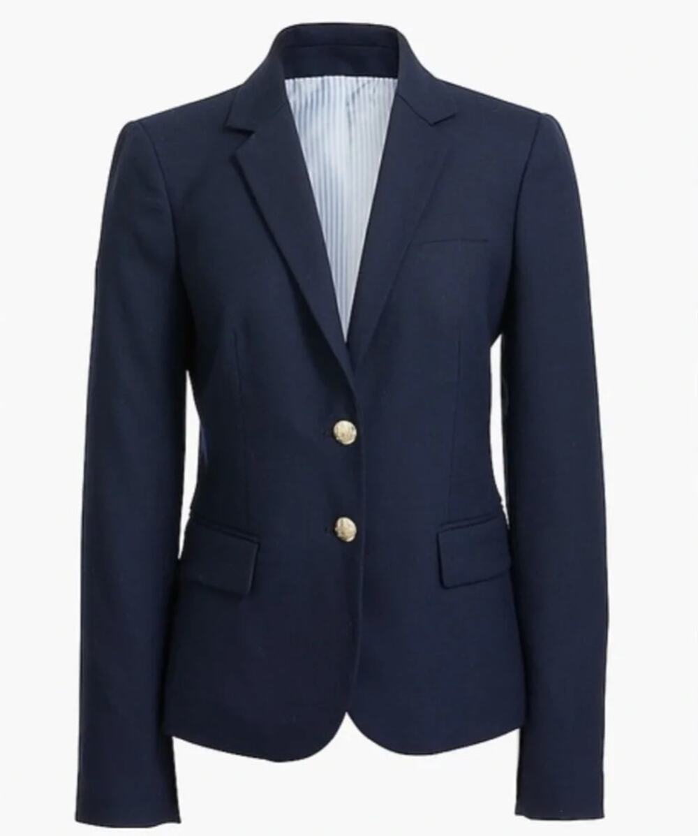 J.Crew Factory Preppy Navy Gold Crest Button Pinstripe Schoolboy Blazer Coat 2